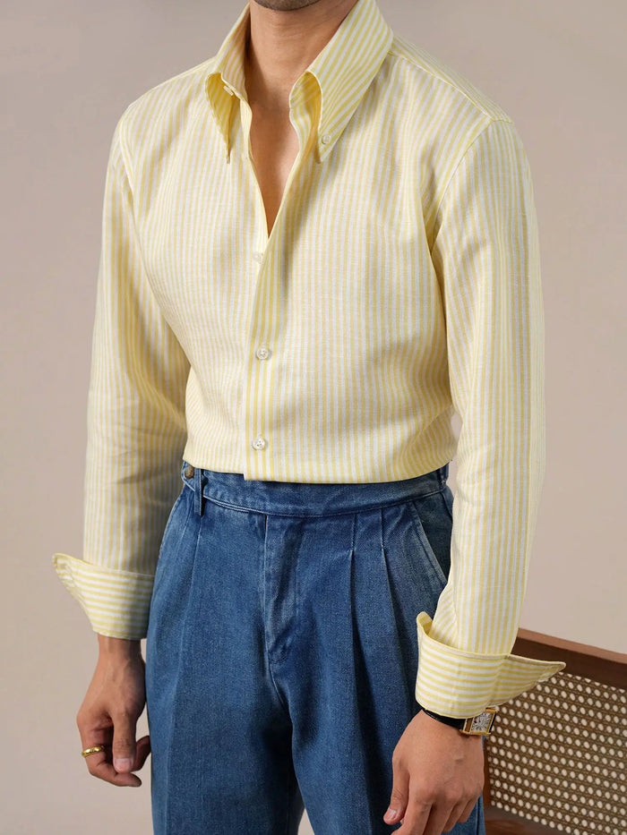 Men's Striped Lyocell Linen Shirt BRABION