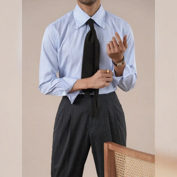 Men's Striped Wrinkle-Resistant Long Sleeve Shirt - BRABION