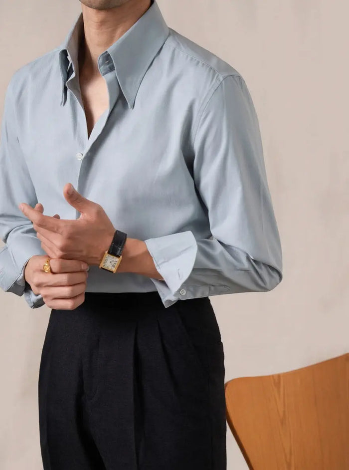 Men’s Twill Cotton Button-Down Dress Shirt - BRABION