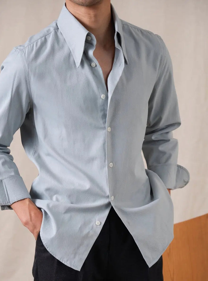 Men’s Twill Cotton Button-Down Dress Shirt - BRABION