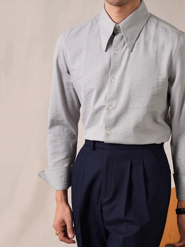 Men’s Twill Cotton Button-Down Dress Shirt - BRABION