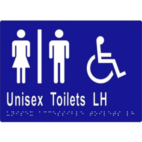 Metlam ML16220 Braille Sign Unisex Accessible Toilet Divided Left Hand