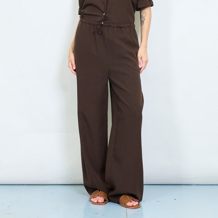 Minimal drawstring wide leg trousers wholesale