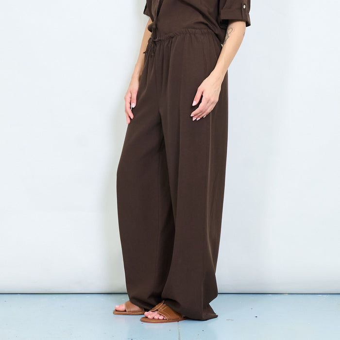 Minimal drawstring wide leg trousers wholesale