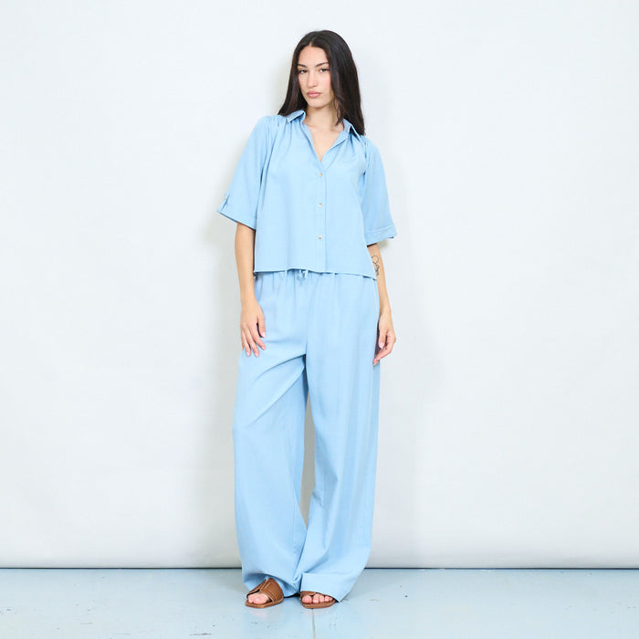 Minimal drawstring wide leg trousers wholesale