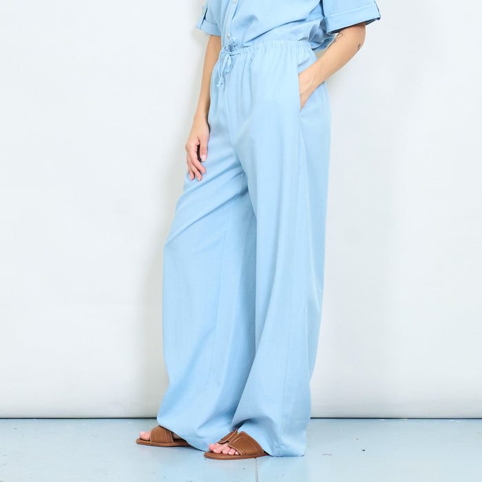 Minimal drawstring wide leg trousers wholesale
