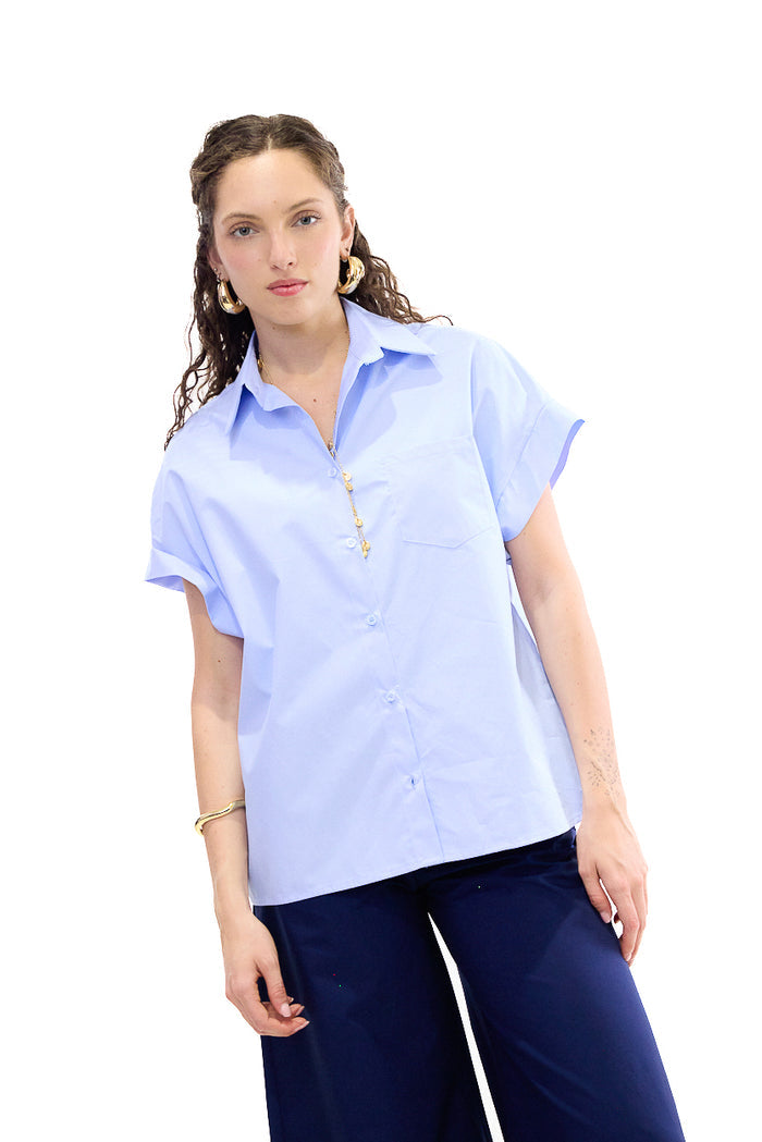 Minimal rolled sleeve pocket shirt wholesale