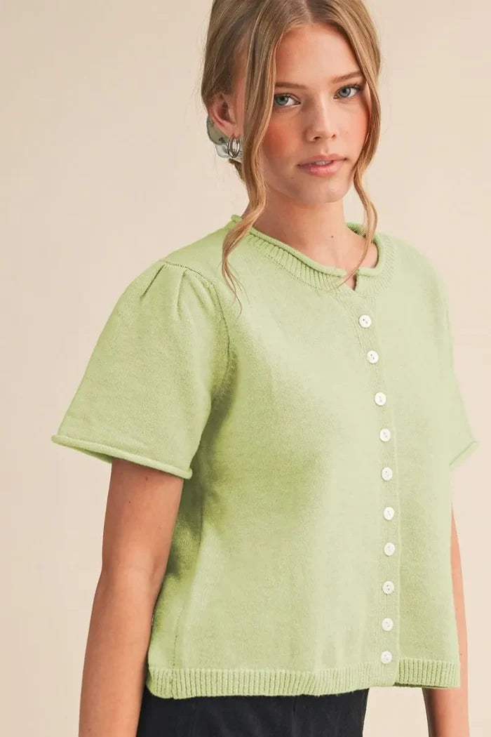 Mint to Be Button Knit Top