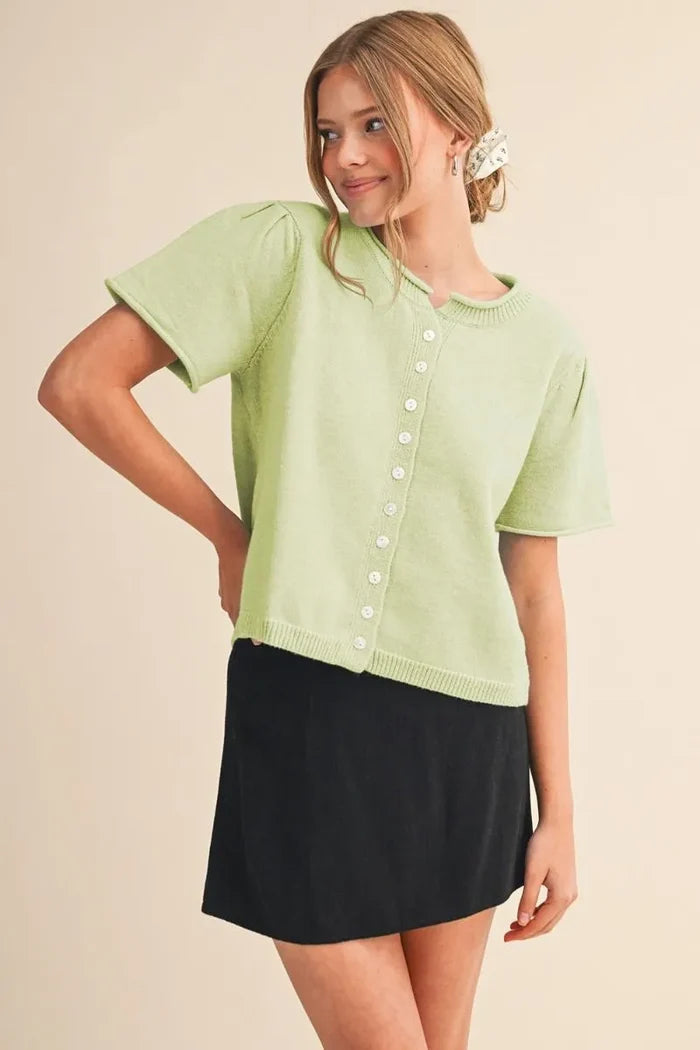 Mint to Be Button Knit Top