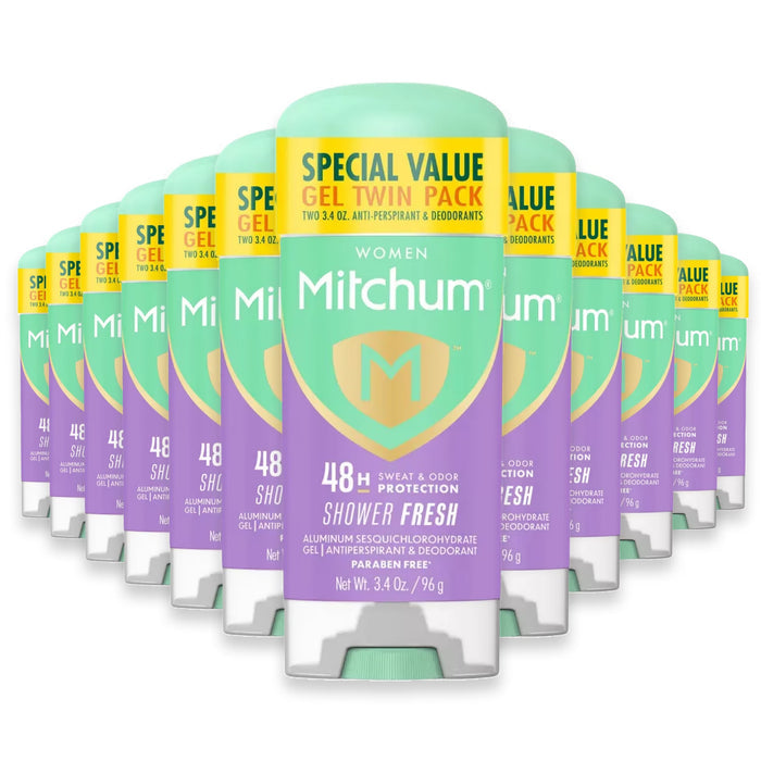 Mitchum Triple Odor Defense Gel 3.4Oz, Shower Fresh Twin Pack - 12 Pack