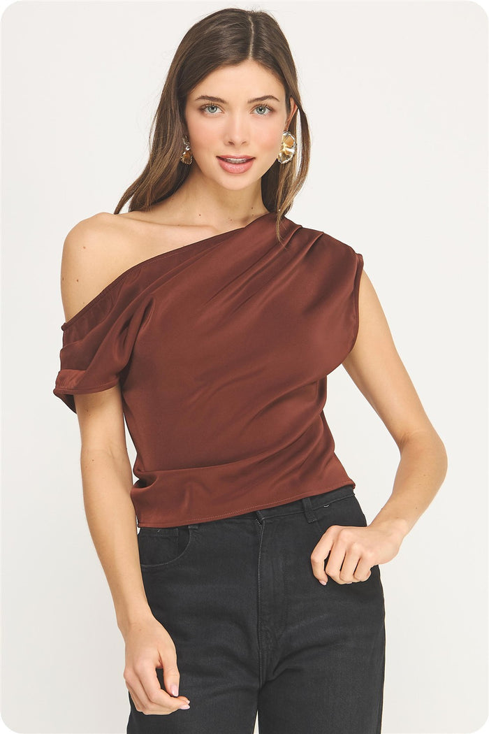 Mocha Moment One Shoulder Top