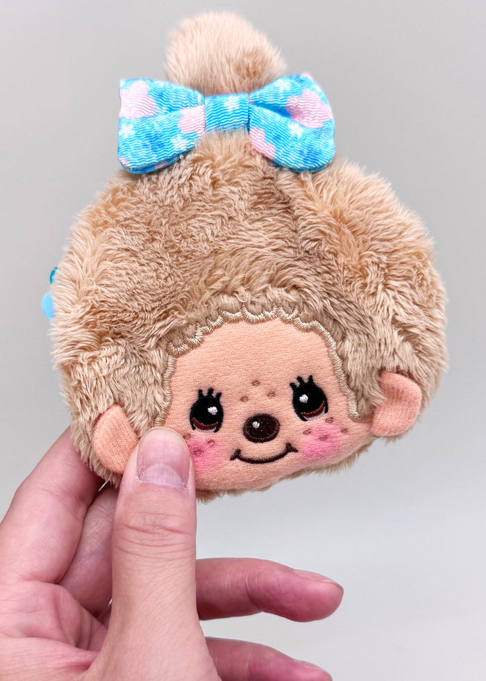 Monchhichi Blonde Floral Bow Plush Coin Purse