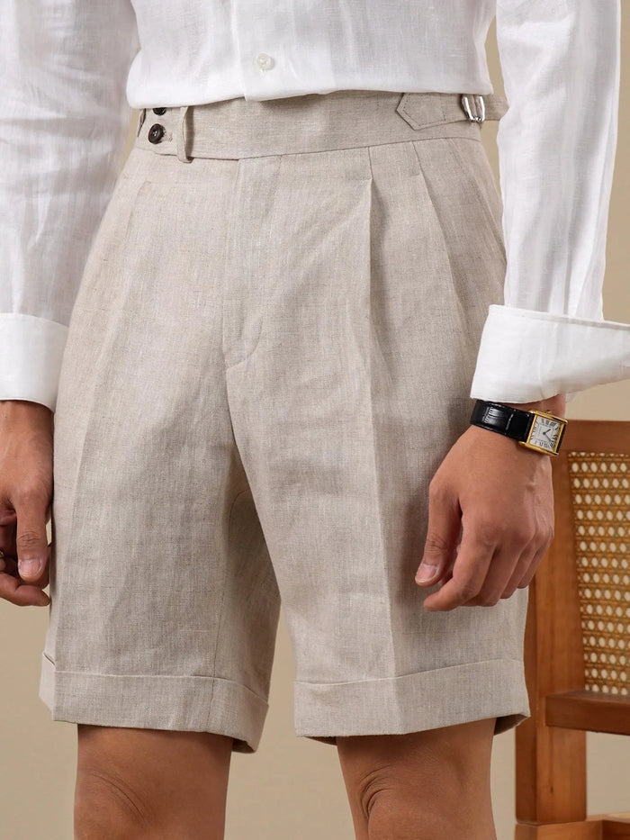 Naples Pleated Linen Shorts for Men BRABION