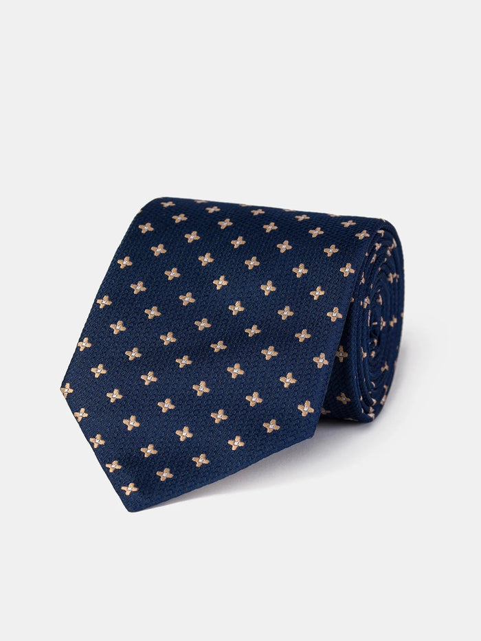 Navy Printed Tie 9cm - BRABION