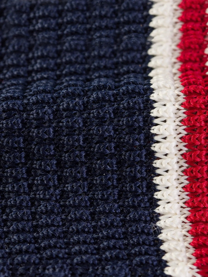 Navy Striped Knitted Tie 6cm - BRABION