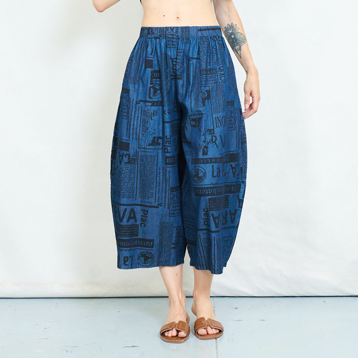 Newspaper print balloon trousers wholesale
