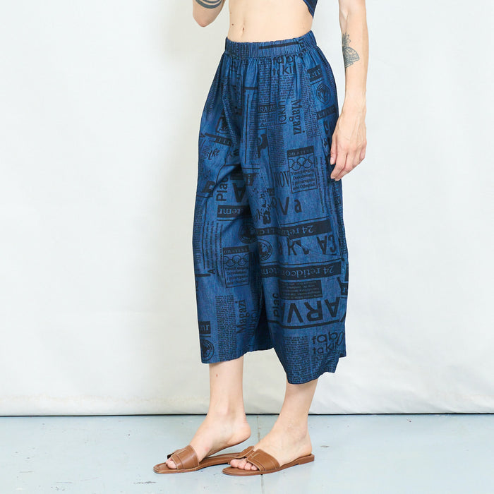 Newspaper print balloon trousers wholesale