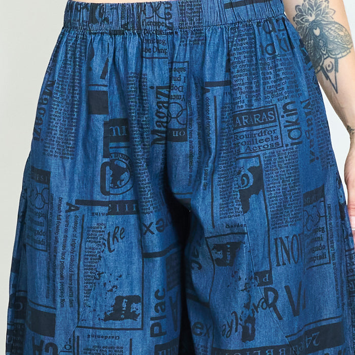 Newspaper print balloon trousers wholesale