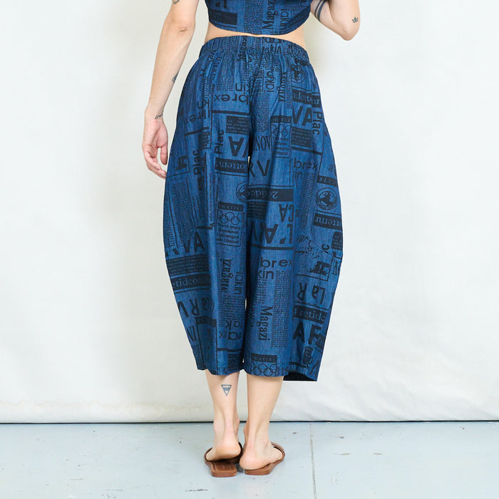 Newspaper print balloon trousers wholesale