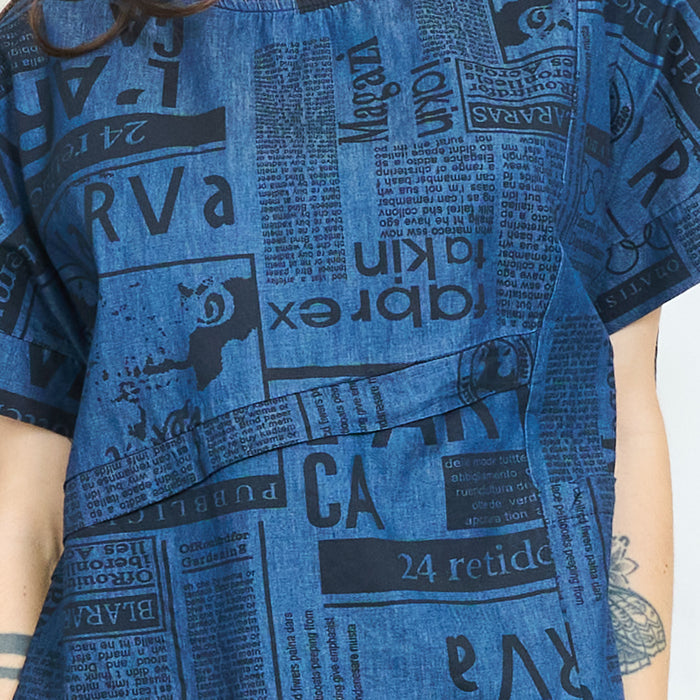 Newspaper print oversized blouse wholesale