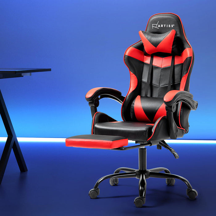 NNEDSZ Artiss Gaming Office Chair Recliner Footrest Red-0