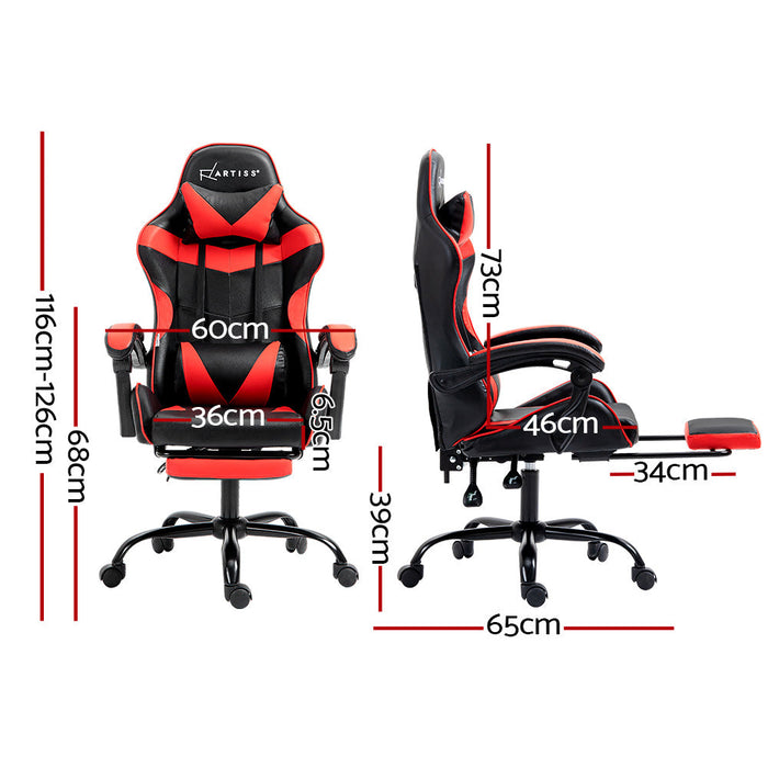 NNEDSZ Artiss Gaming Office Chair Recliner Footrest Red-1