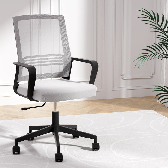 NNEDSZ Artiss Mesh Office Chair Computer Gaming Desk Chairs Work Study Mid Back Grey-0