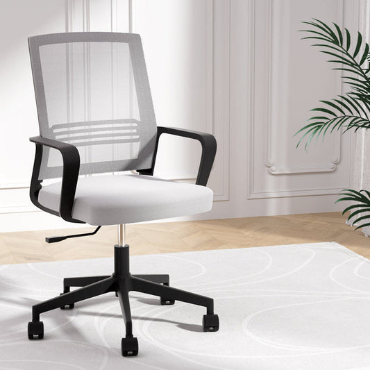 NNEDSZ Artiss Mesh Office Chair Computer Gaming Desk Chairs Work Study Mid Back Grey-0