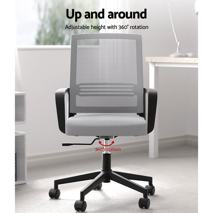 NNEDSZ Artiss Mesh Office Chair Computer Gaming Desk Chairs Work Study Mid Back Grey-3