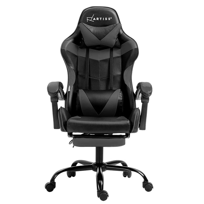 NNEDSZ Gaming Office Chair Executive Computer Leather Chairs Footrest Grey-2