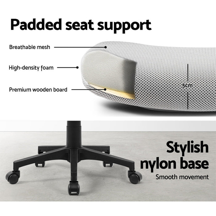 NNEDSZ Office Chair Gaming Executive Computer Chairs Study Mesh Seat Tilt Grey-3
