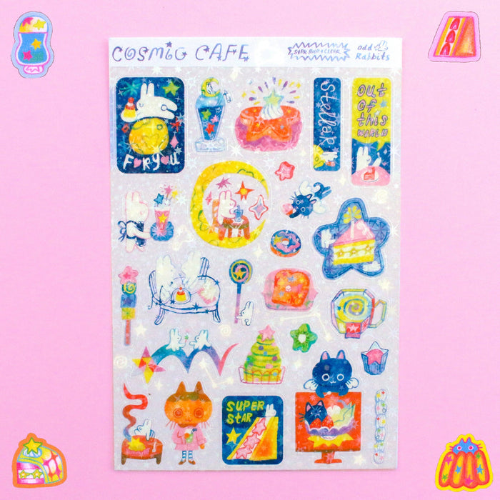 Odd Rabbits 'Cosmic Cafe' Star Holo Transparent A6 Sticker Sheet