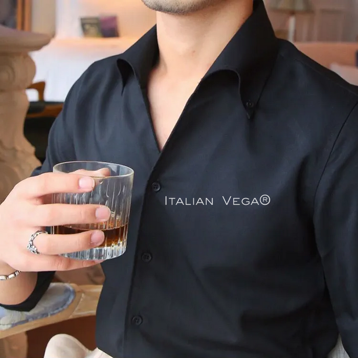 Old Money Black Shirt with Dark Blue Denim Signature Buttoned Gurkha Pant by ITALIAN VEGA®