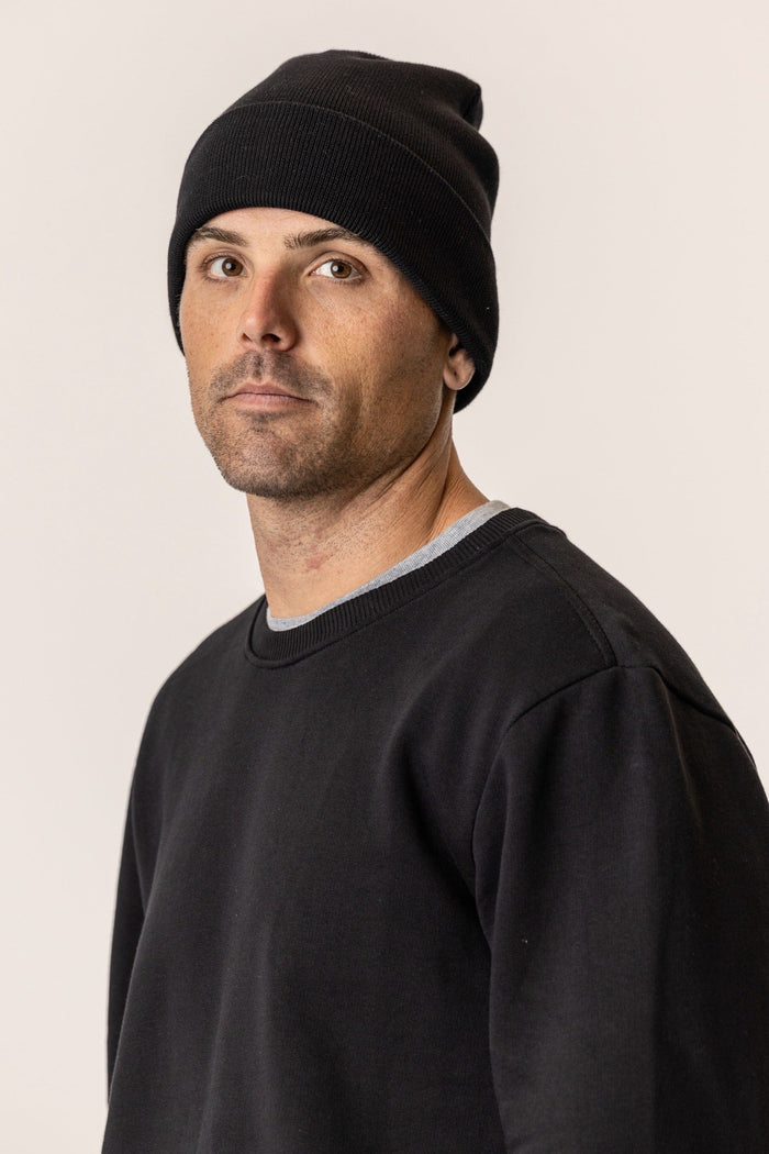vottera Black Organic Cotton Beanies