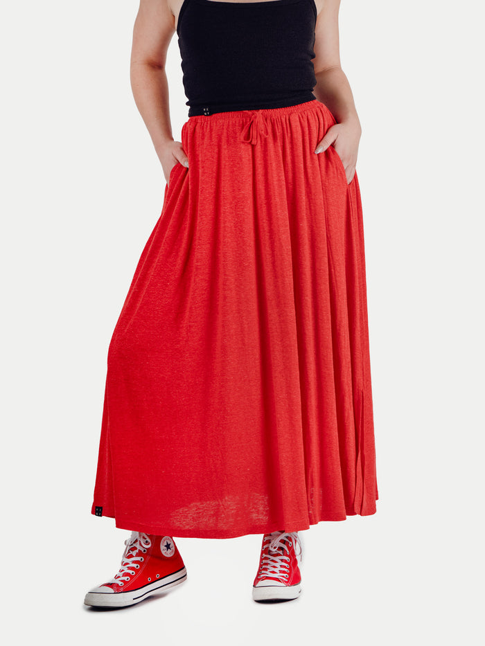 Organic Hemp Bamboo Maxi Skirt | Tomato-Image 1