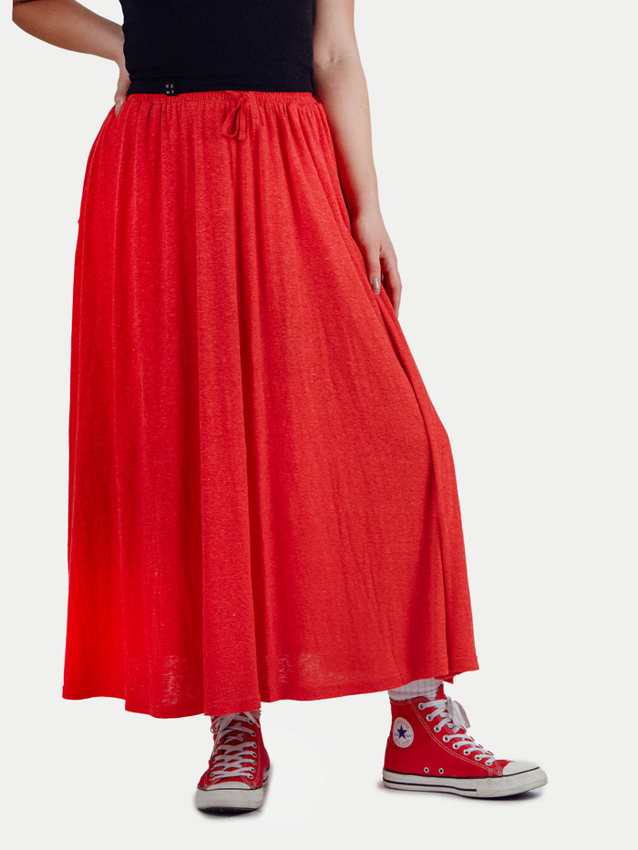 Organic Hemp Bamboo Maxi Skirt | Tomato-Image 2
