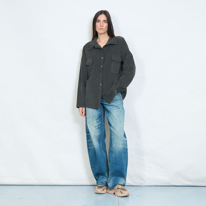 Oversized corduroy utility overshirt with flap pockets wholesale