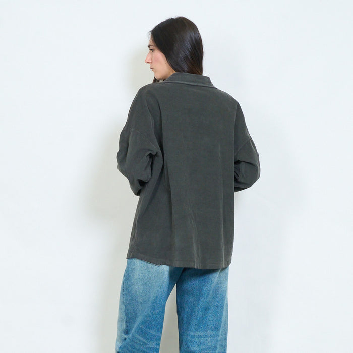 Oversized corduroy utility overshirt with flap pockets wholesale