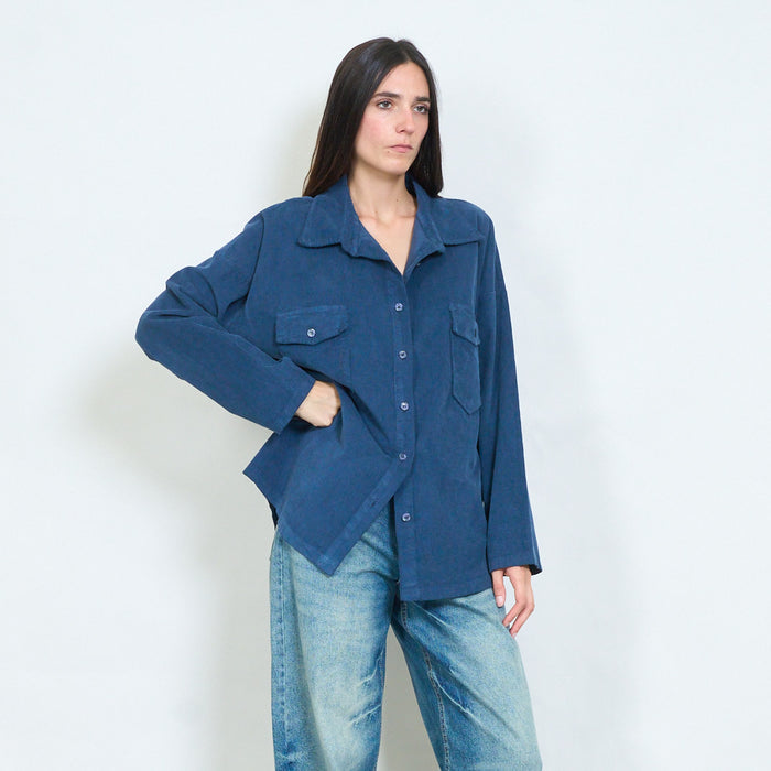Oversized corduroy utility overshirt with flap pockets wholesale