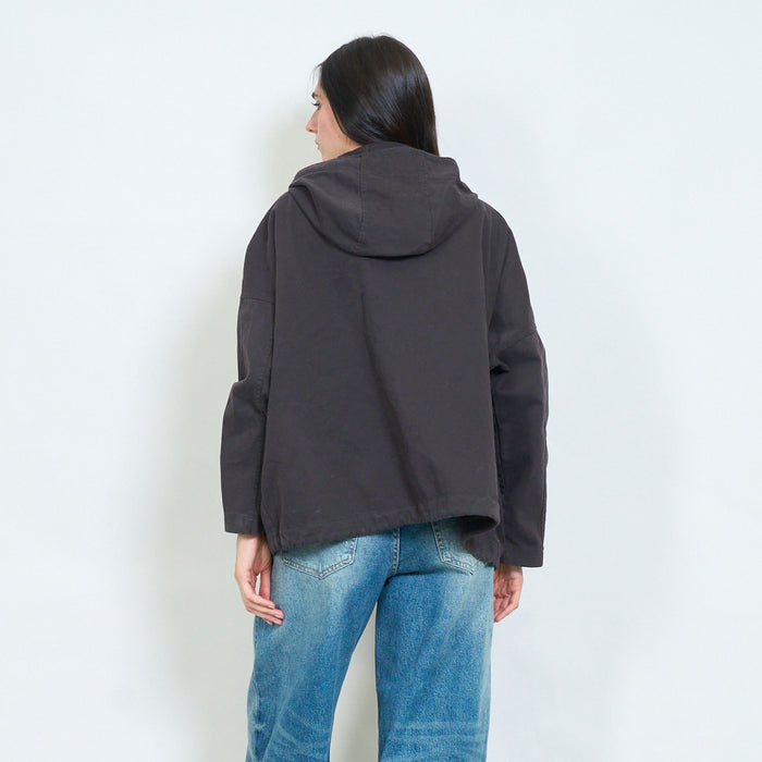Oversized hooded utility jacket with flap pockets wholesale