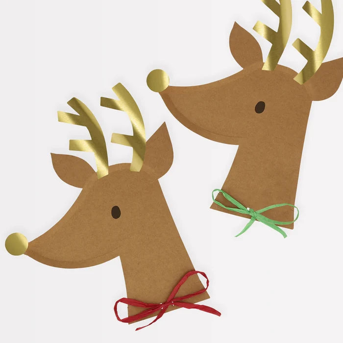Meri Meri - Paper Plates - Reindeer With Raffia Bow