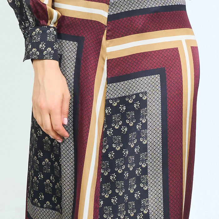 Patchwork-print midi skirt with side zipper wholesale
