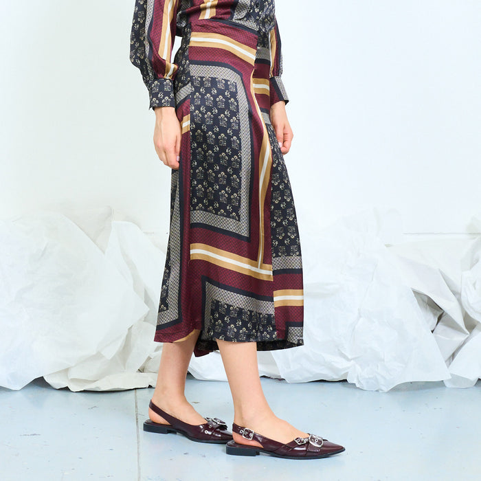 Patchwork-print midi skirt with side zipper wholesale