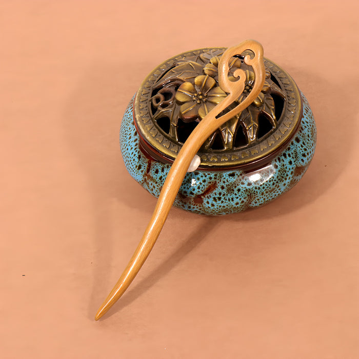 PF096- 15cm Green Sandalwood Hair Sticks - Wholesale