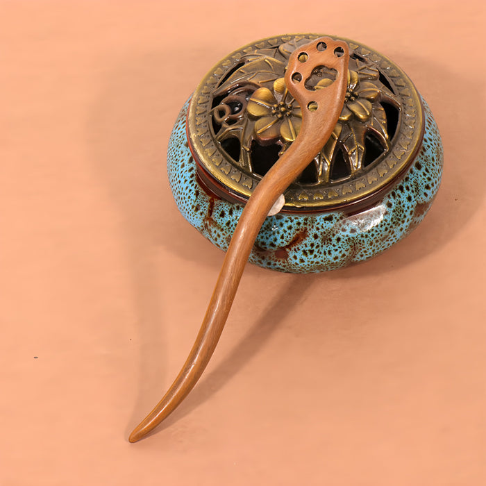 PF096- 15cm Green Sandalwood Hair Sticks - Wholesale