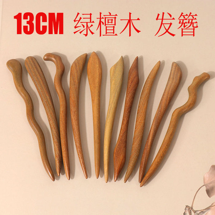 PF098 - 13cm Green Sandalwood Hair Sticks - Wholesale