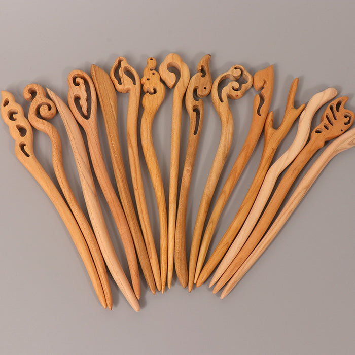 PF099 - 18cm Peach Wood Hair Sticks - Wholesale