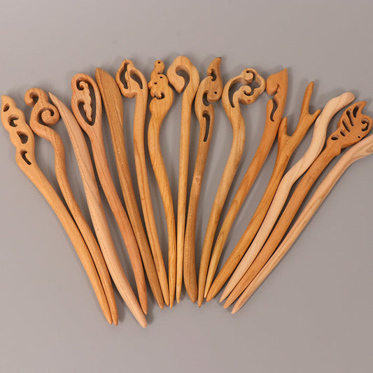 PF099 - 18cm Peach Wood Hair Sticks - Wholesale