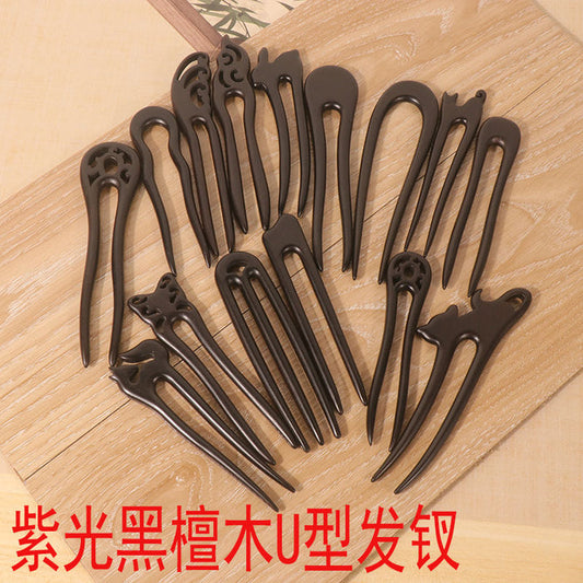 PF105 - U Shape African Blackwood Hair Sticks - Wholesale