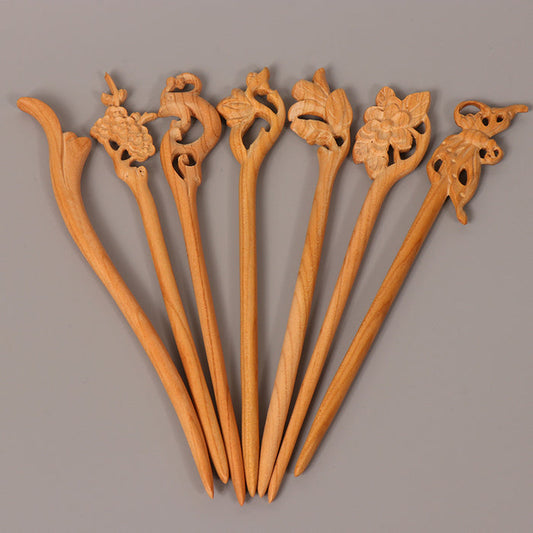 PF117 - 18cm Peach Wood Hair Sticks - Wholesale